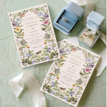 Wald Boho Vintage Botanische Wildblumen Hochzeit