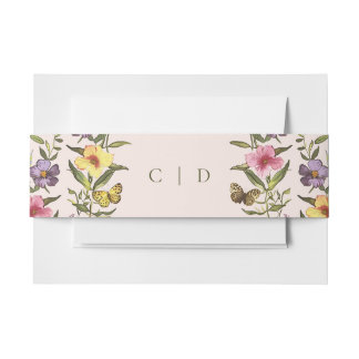 Wald Boho Vintage Botanische Wildblumen Hochzeit Einladungsbanderole