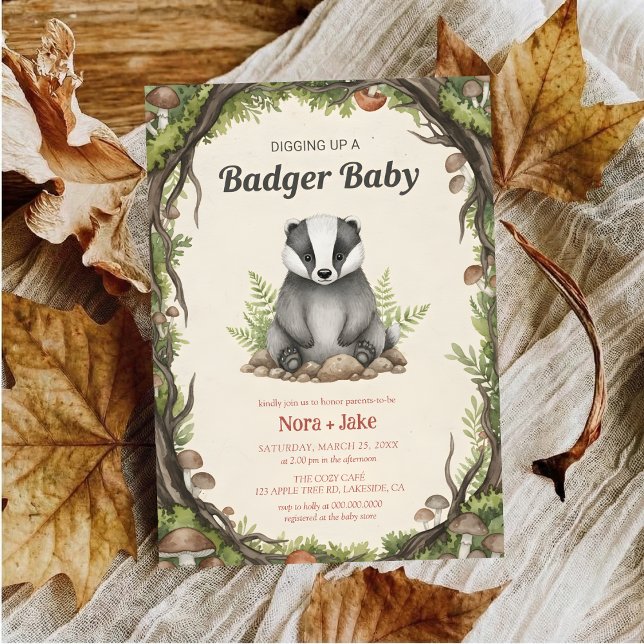 Wald-Dachs-Baby-Party Einladung (Von Creator hochgeladen)