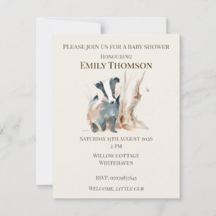 Wald-Dachs-Baby-Shower-Einladung Mitteilungskarte