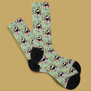 Wald Dachsbär Wildblumen Pilze Salbeigrün Socken