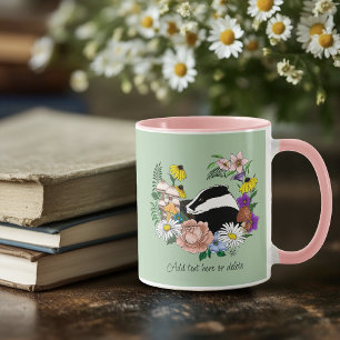 Wald Dachsbär Wildblumen Pilze Salbeigrün Tasse