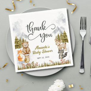 Wald-Danke-Waldtiere-Baby-Party Serviette