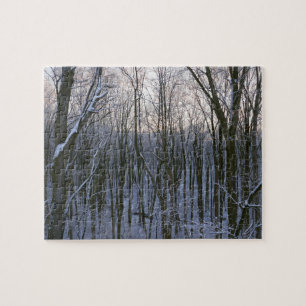 Wald der schneebedeckten Bäume Puzzle