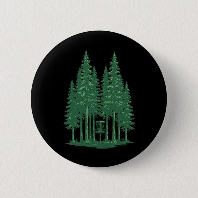Wald-Disc-Golf-Skizze Frisbee-Golf-Szene für Disc  Button (Vorderseite)