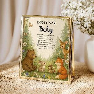 Wald-Don't Say Baby Game Schild Waldtiere