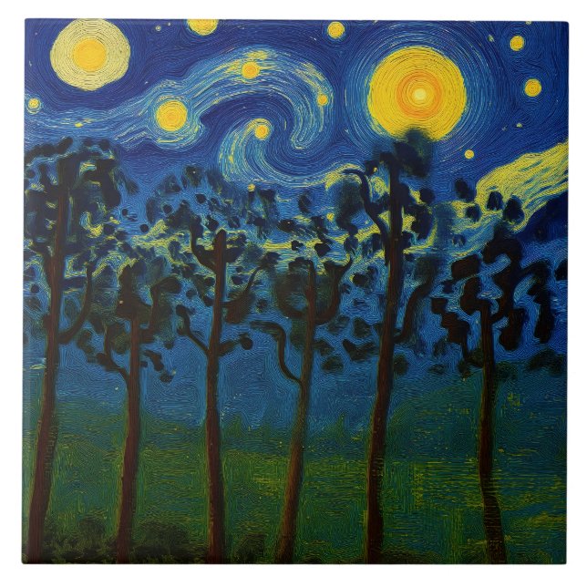 Wald Echos der Unendlichkeit - Eine Waldlandschaft Fliese (Vorderseite)