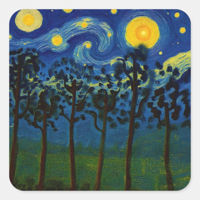 Wald Echos der Unendlichkeit - Eine Waldlandschaft Quadratischer Aufkleber (Vorderseite)