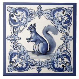Wald Eichhörnchen Tierart Navy Blau & Weiß Fliese