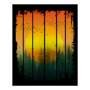 WALD EINFACHE SONNENUNTERGANG POSTER