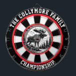 Wald-Elche mit Zielüberlagerung Dartscheibe<br><div class="desc">Dieses auffallende kreisförmige Design hat einen Elch mit Geweih in einem Wald,  mit einem Ziel Akzent</div>