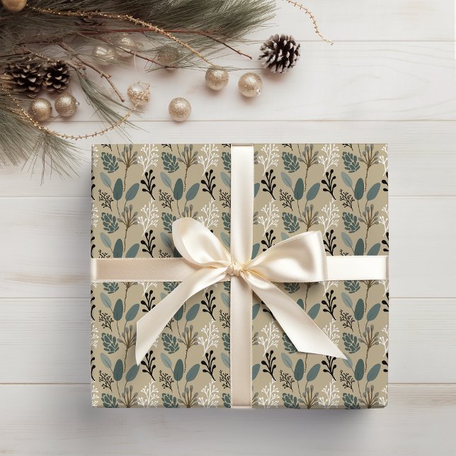 Wald Erdige Farbtöne Blattmuster Geschenkpapier (Von Creator hochgeladen)
