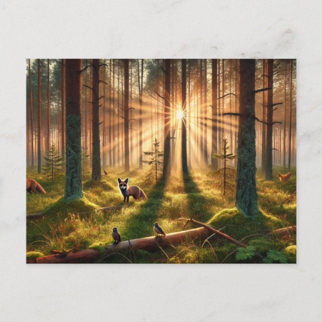 Wald Erwakening Postkarte (Vorderseite)