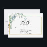 Wald Eukalyptus Forest Greenery Bat Mitzvah RSVP Karte<br><div class="desc">Eukalyptus bat mitzvah RSVP Karten im Akzent der silbernen Salbei mit einem goldenen geometrischen Rahmen entwickelt,  um schnell und einfach an Ihre Event-Spezifikationen angepasst werden.</div>