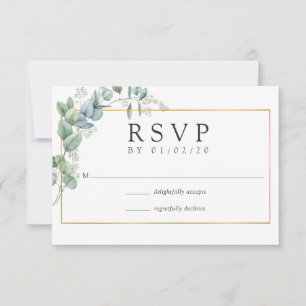 Wald-Eukalyptus-Wald-Grün-Hochzeit RSVP Karte