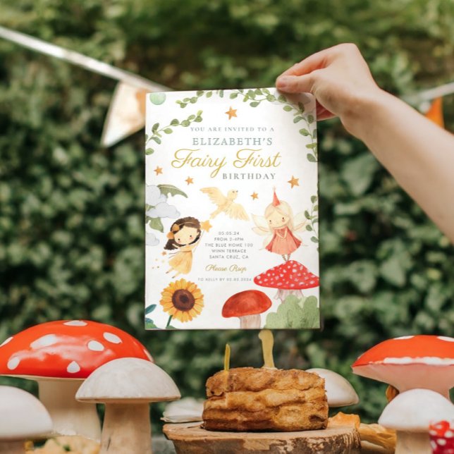 Wald Fairy First Birthday Mushroom Woodland Einladung (Von Creator hochgeladen)