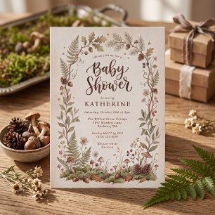 Wald-Farn-Baby-Party Einladung