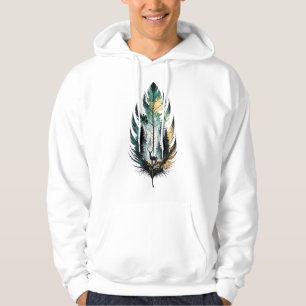 Wald Feder Hirsch Aquarell Natur Kunst Hoodie