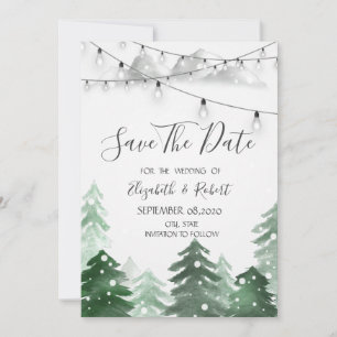 Wald-, Forst-Lichterkette zur Hochzeitseinladung Save The Date