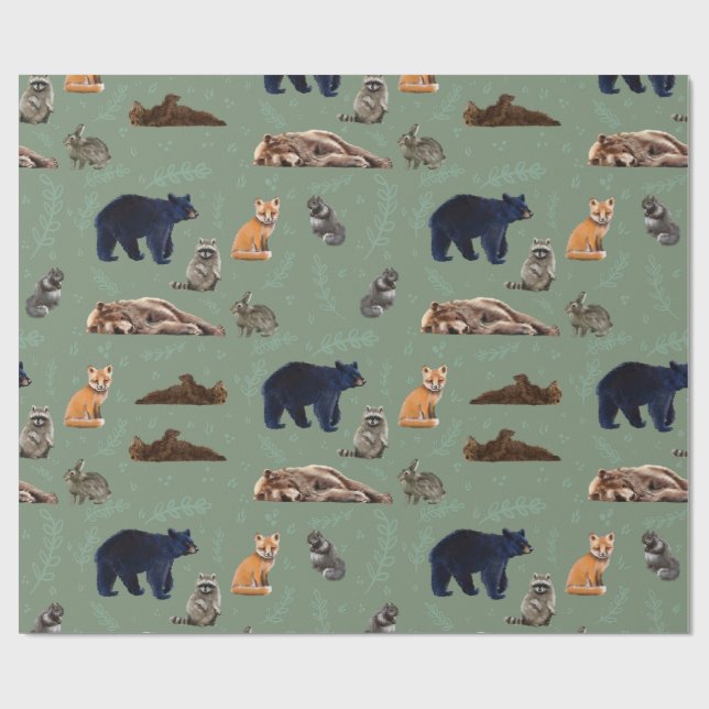 Wald Freunde Wilde Tiere Geschenkpapier (Flach)