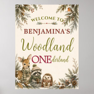 Wald Freunde Woodland ONEderland Erster Geburtstag Poster