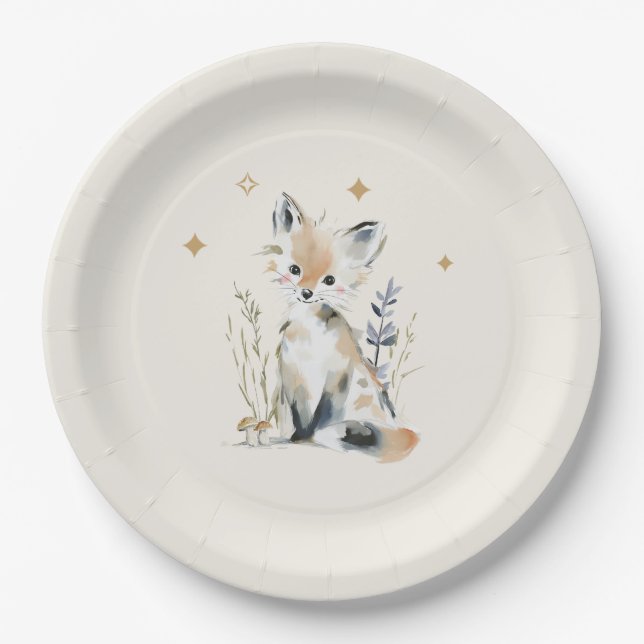 Wald Fuchs Baby Shower Pappteller (Vorderseite)