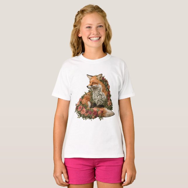 Wald Fuchs besticktes Puzzle T-Shirt (Vorne ganz)
