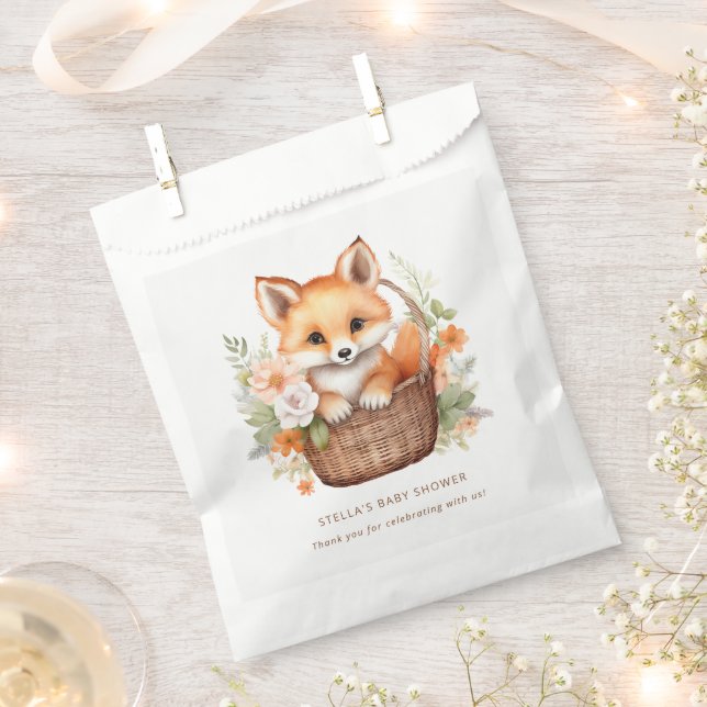 Wald-Fuchs-Blumen-Baby-Shower-Dankeschön Geschenktütchen (Ausgeschnitten)