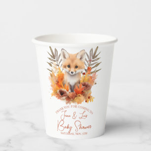 Wald-Fuchs-Grün-Wasserfarben-Blatt-Baby-Party Pappbecher
