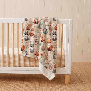 Wald Fuchs Hase Wasserfarbe Cozy Sherpa Decke Sherpadecke