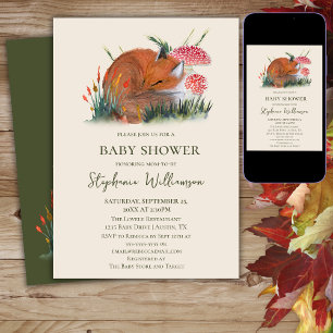 Wald Fuchs Herbst  Babyparty   Cottage Core Einladung