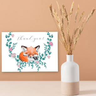 Wald Fuchs in Blüte - Dankeschön zur Babyparty Dankeskarte