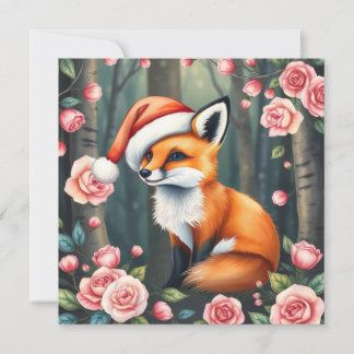 Wald Fuchs in Weihnachtsmütze auf Weihnachtskarte Feiertagskarte