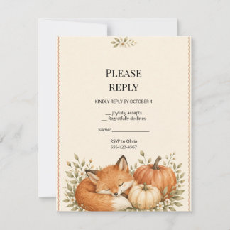 Wald-Fuchs-Kürbis-Baby-Shower-RSVP RSVP Karte