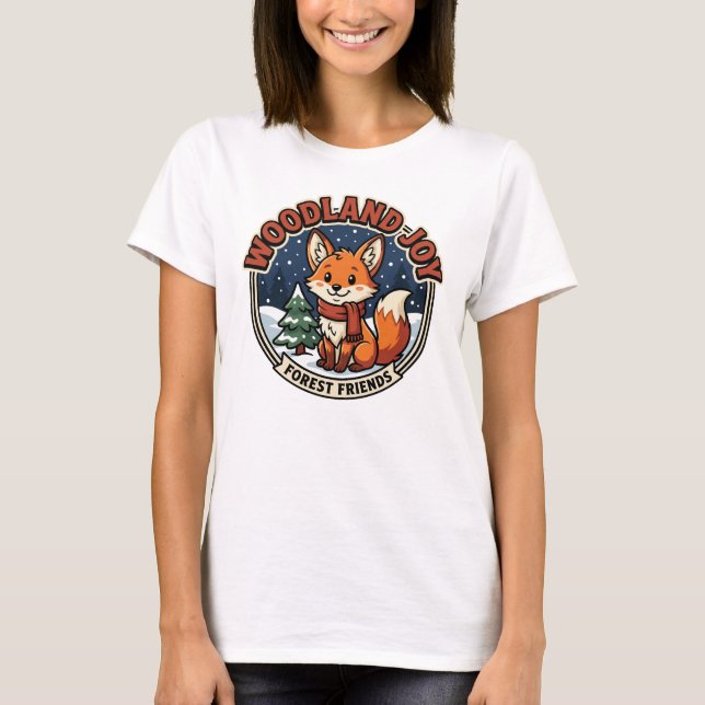 Wald Fuchs mit Schal T-Shirt (Vorderseite)
