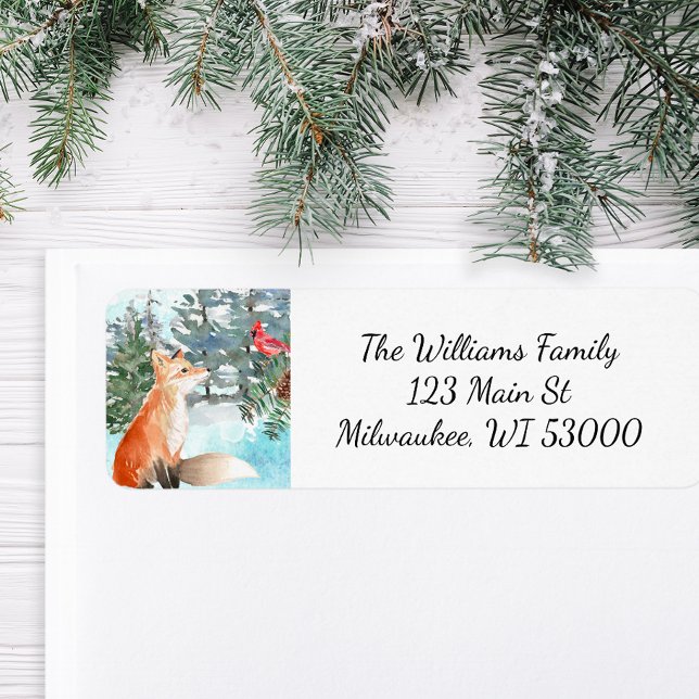 Wald-Fuchs-Weihnachts-Rücksendeadresse (Woodland Fox Return Address Label)