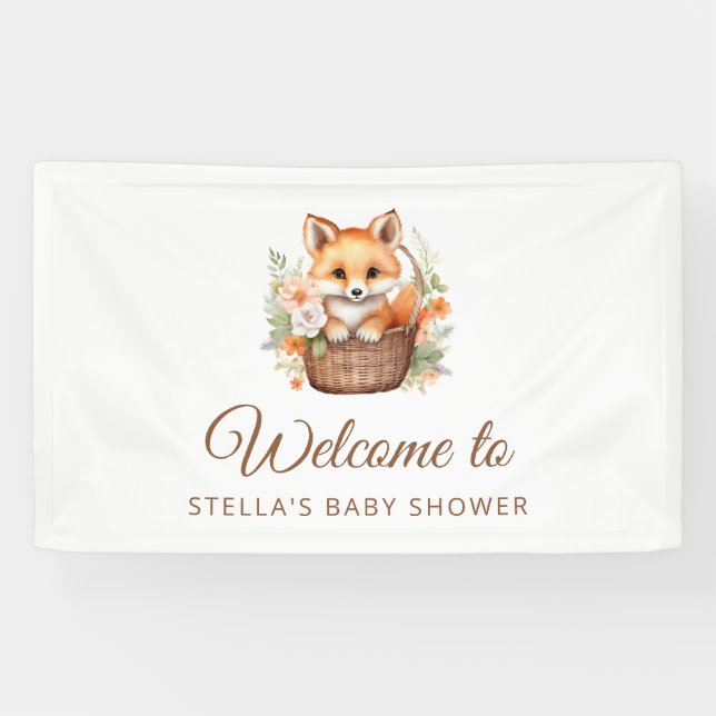 Wald-Fuchs-Willkommen-Baby-Shower- Banner (Horizontal)