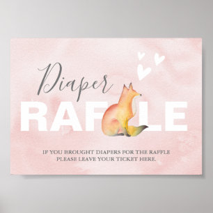 Wald-Fuchs-Windel-Raffle-Baby-Shower-Schild Poster