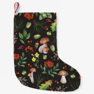 Wald Fülle: Wasserfarbe Pilzmuster Kleiner Weihnachtsstrumpf