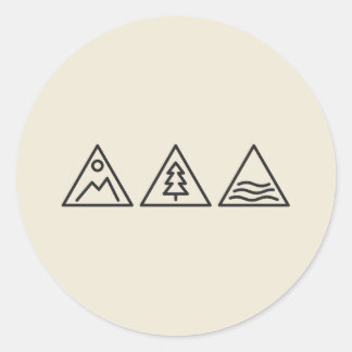 Wald-Gebirge-Meeres-Minimal-Dreiecke-Aufkleber Runder Aufkleber