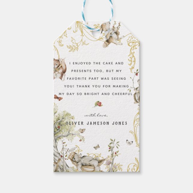 Wald | Geburtstagsparty Danke Geschenkanhänger (Vorderseite)