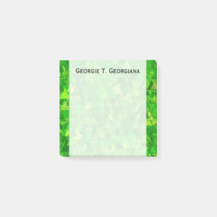"Wald" grünes Dreieck Muster + Name Post-it Klebezettel