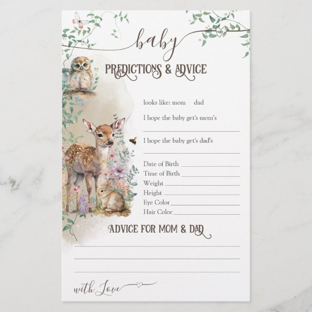 Wald-Grünpflanzen Baby-Duschspiel (Vorderseite)