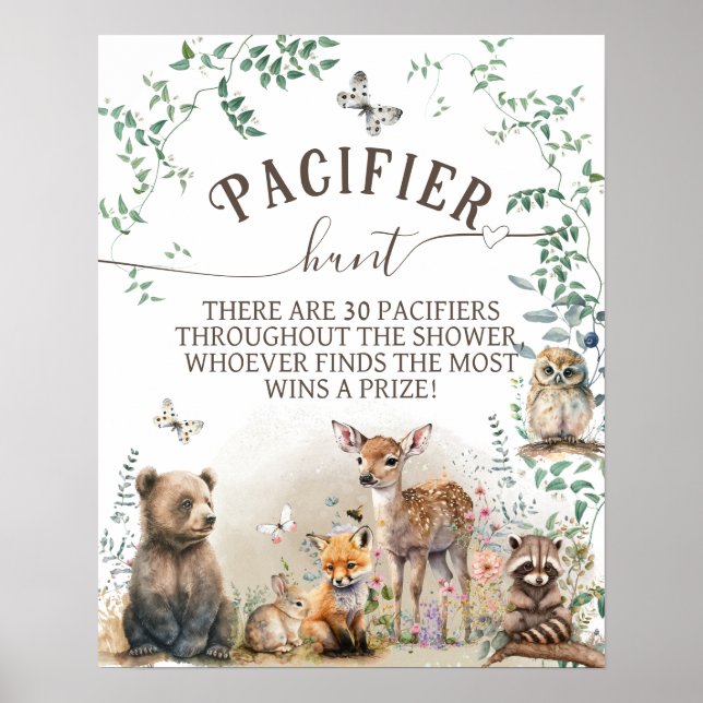 Wald-Grünpflanzen Baby-Duschspiel Poster (Vorne)