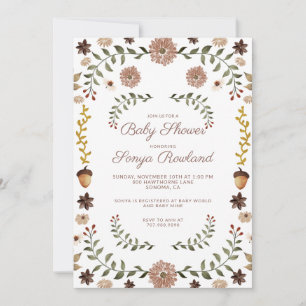Wald Herbst Grün Florale Babyparty Einladung
