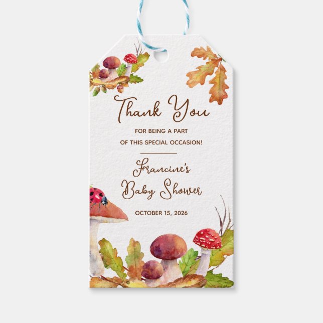 Wald, Herbstwald, Pilzsäulendusche Geschenkanhänger (Vorderseite)