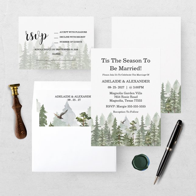Wald Hochzeit Grün RSVP Karte (Von Creator hochgeladen)