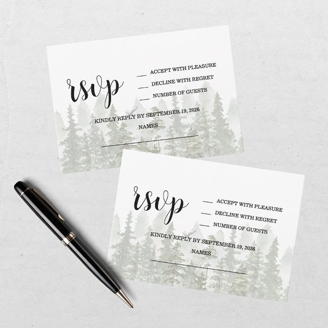 Wald Hochzeit Grün RSVP Karte (Von Creator hochgeladen)