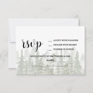 Wald Hochzeit Grün RSVP Karte
