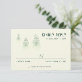 Wald Hochzeit Wasserfarbe Rustikaler Wald RSVP Karte